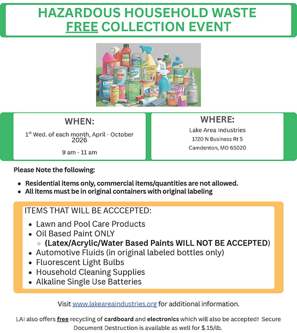 HHW & E-Waste Recycling Locations — event flyer, Oct 2025